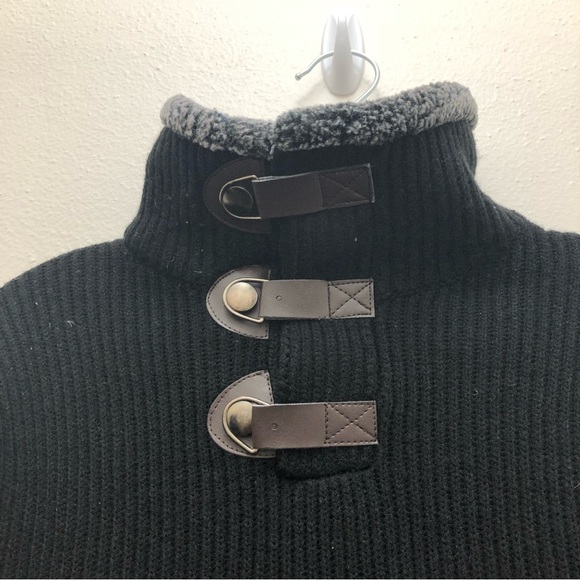 XIOS M Size S Black/Gray Long Sleeve Turtle Neck with Neck Snap Opening Sweater - Picture 6 of 10